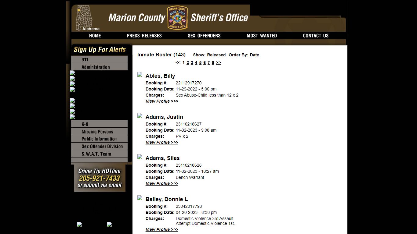 Inmate Roster - Current Inmates - Marion County Sheriff AL