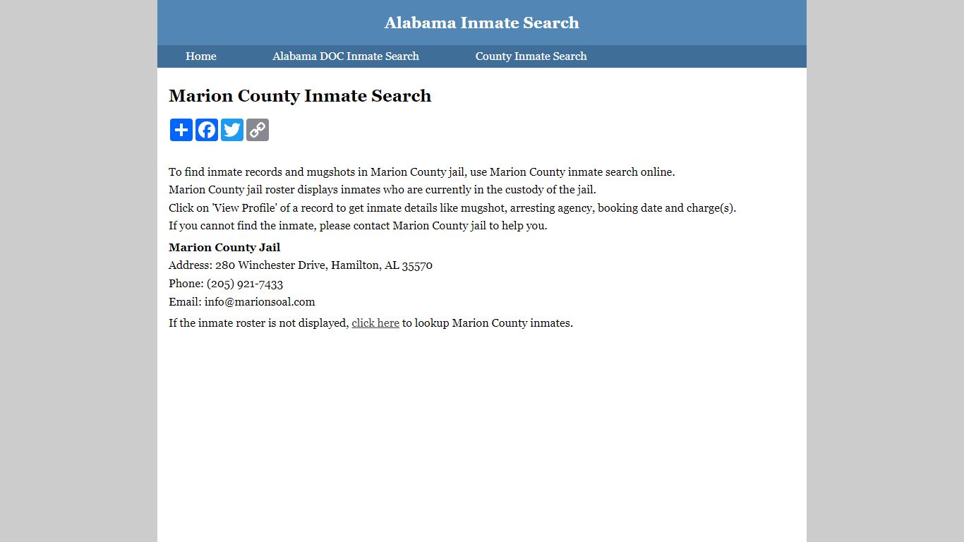 Marion County Inmate Search